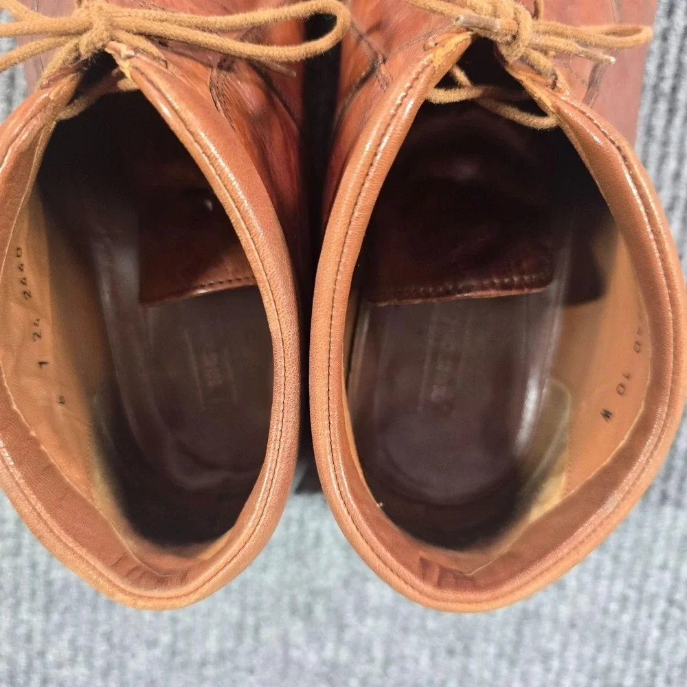 Johnston & Murphy Boots Mens Size 10W Brown Leather Chukka Ankle Cap Toe Italy